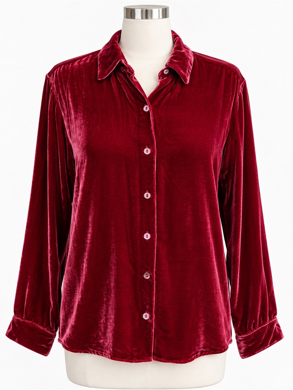 Vintage 90s Arleen Bowman Chin Chin Silk Velvet Burgundy Blouse S